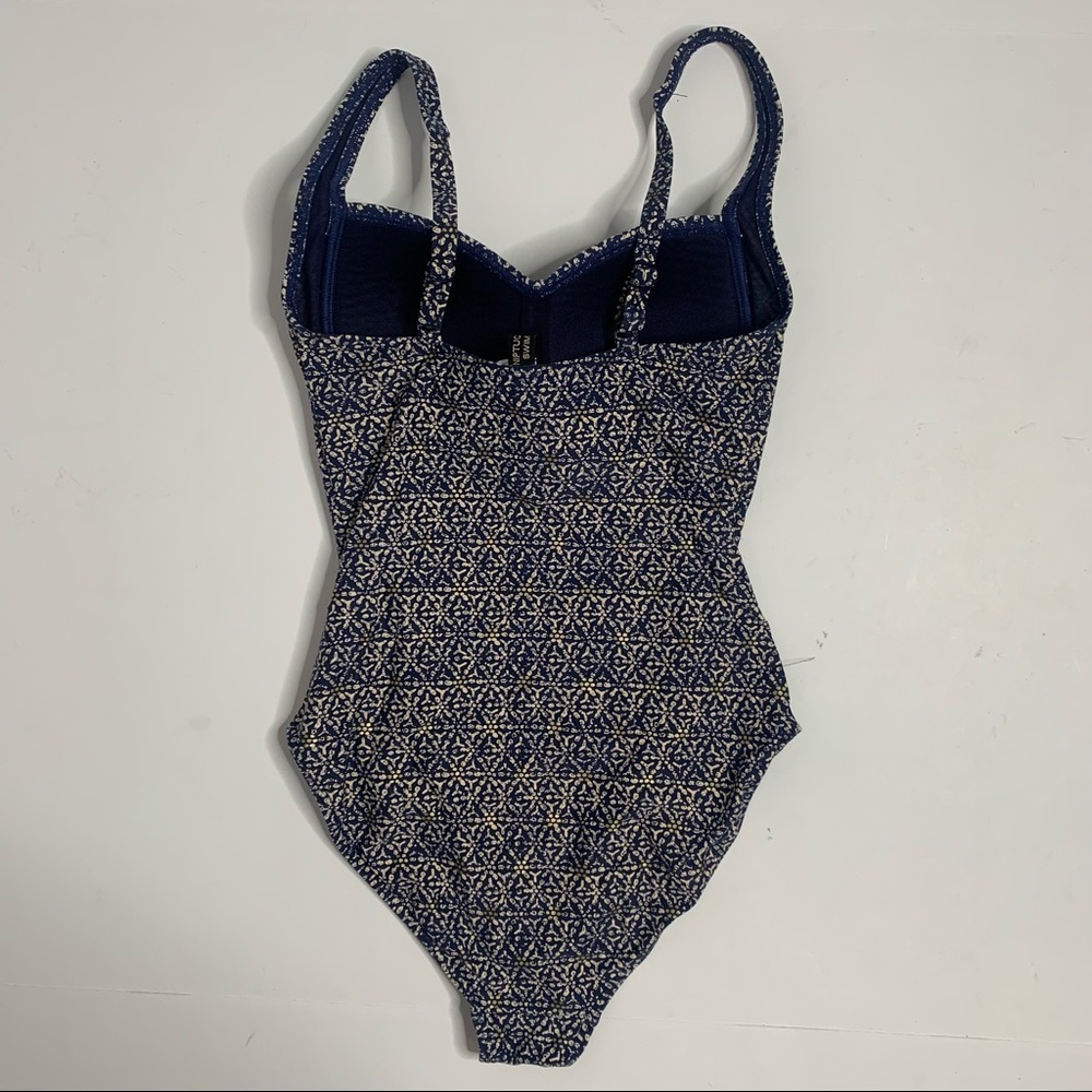 Niptuck Swim Navy Nautical Foil Joanne Twist Front Tummy Control Swimsuit - Picture 7 of 16